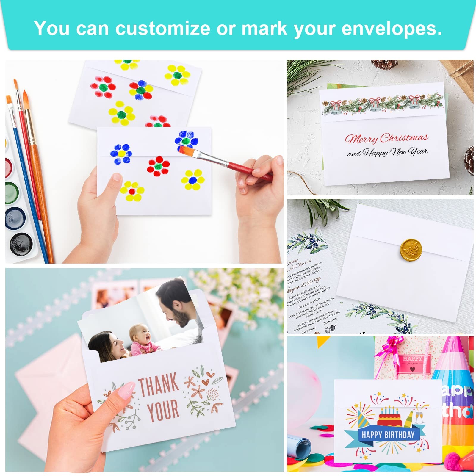 70 Packs Invitation Envelopes, A2 Envelopes White, (4.375×5.75in), White