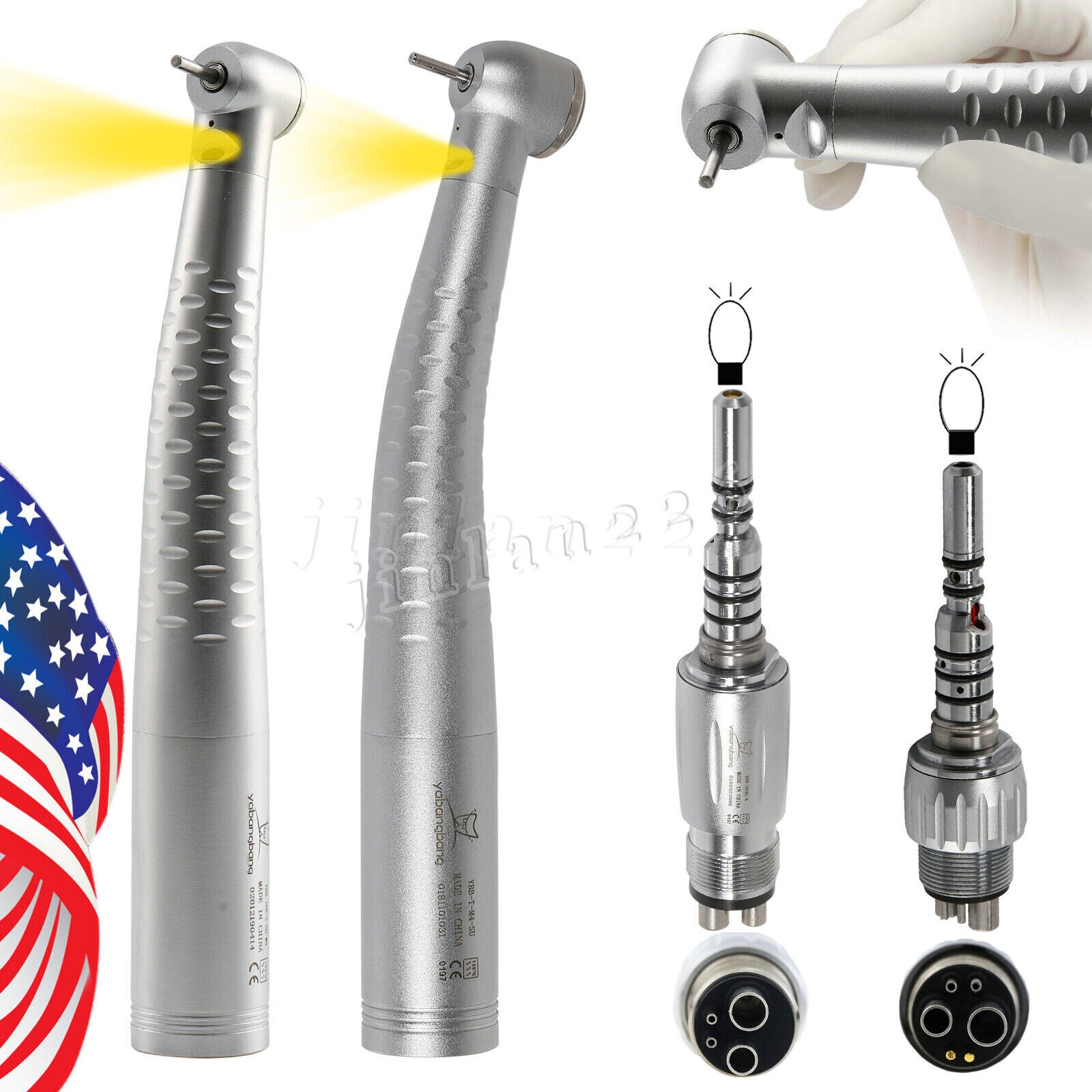 Dental 4/6Hole LED Quick Coupler fit KaV Multiflex Turbine High Speed Handpiece