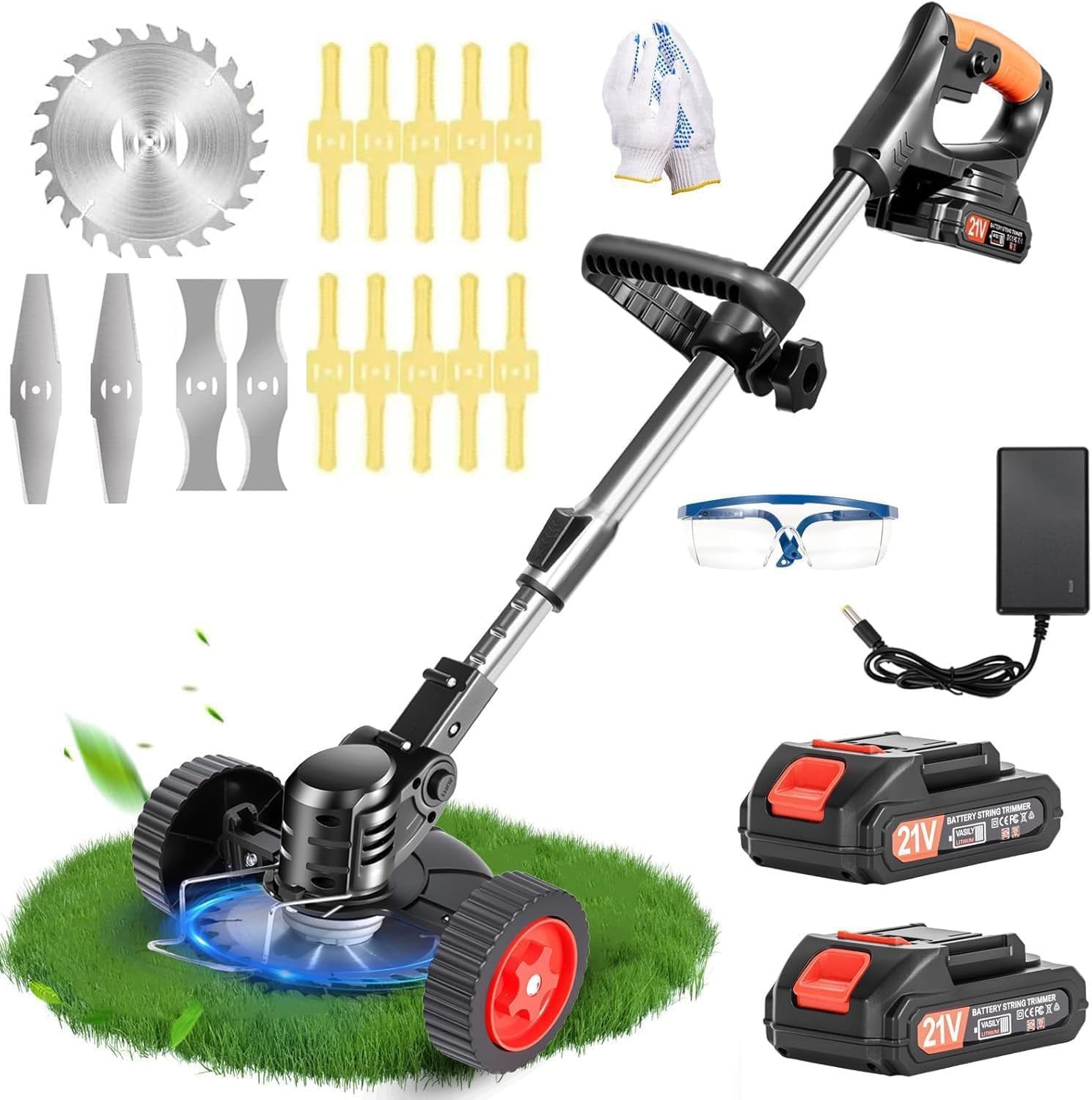 Cordless Weed Wacker 21V Stringless Weed Wacker Battery Powered Lightweight 3…