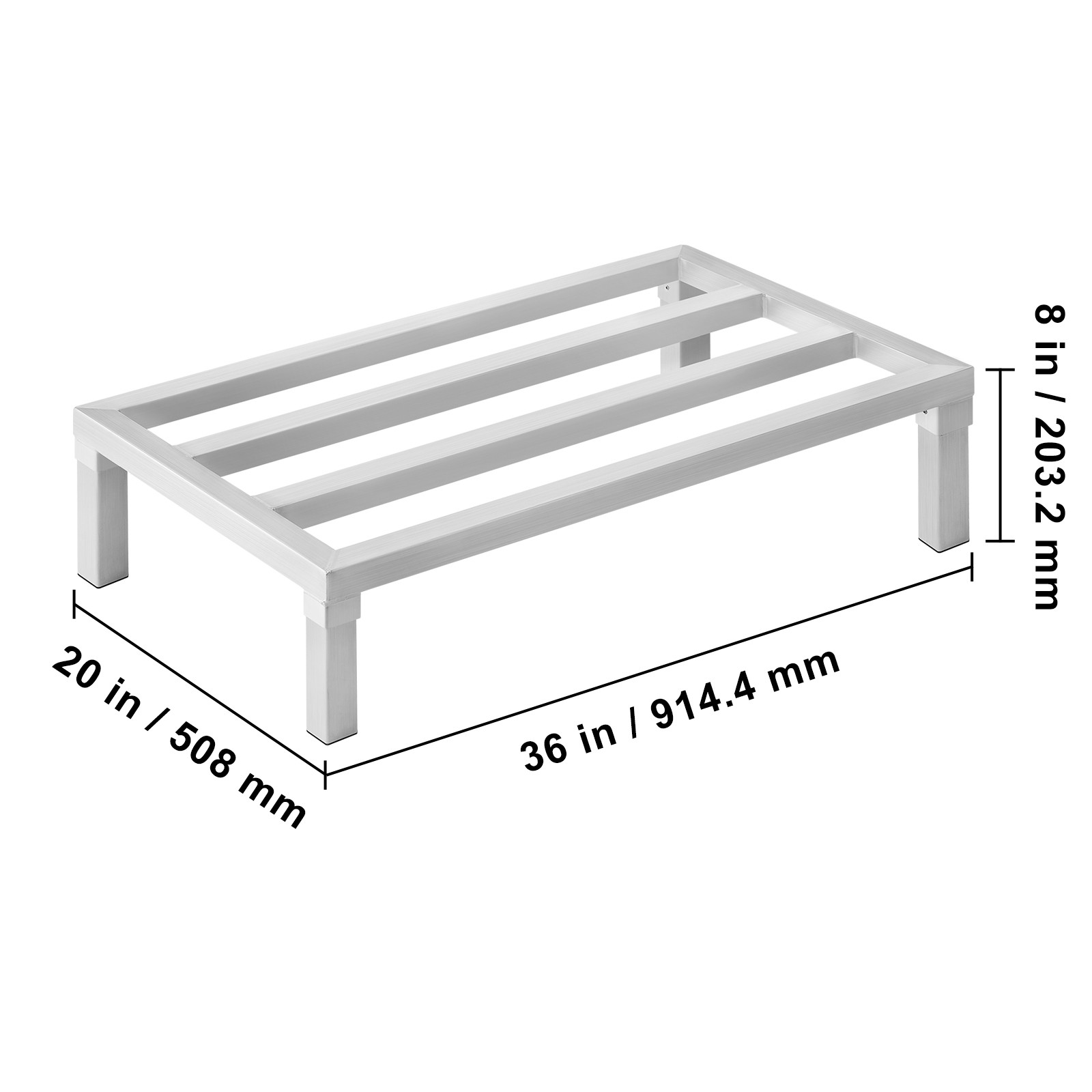 VEVOR Aluminum Dunnage Rack Stationary Dunnage Rack 36” x 20” x 8” Storage Rack