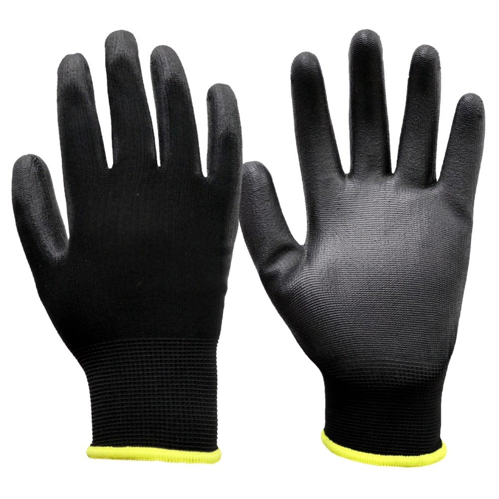 Nylon Liner PU Dipped Gripping Work Gloves, Full Fingers, Men’s Large Size,