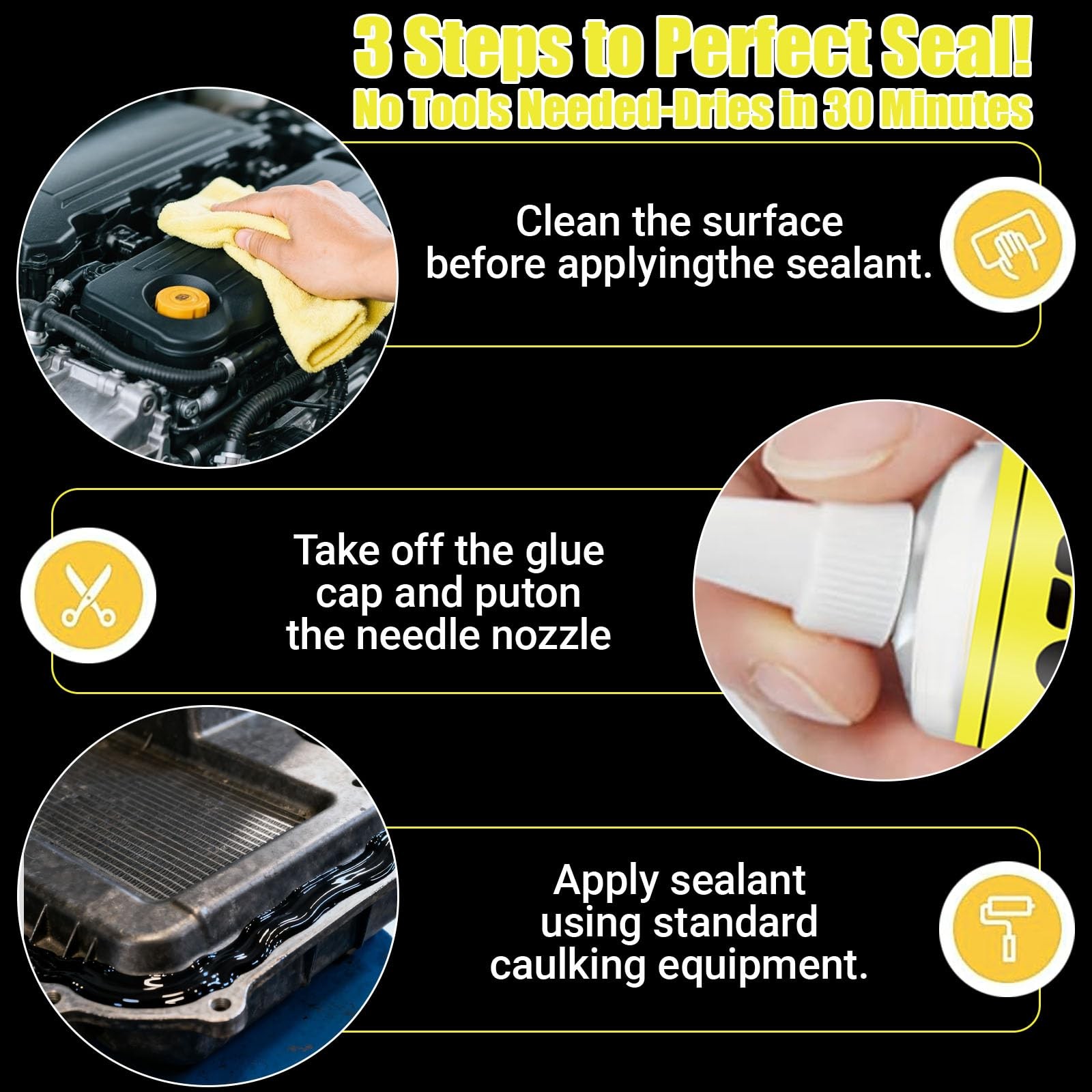 Automotive Adhesive Sealant Black, 100ml Auto Body Glue Heat Resistant, Silic…