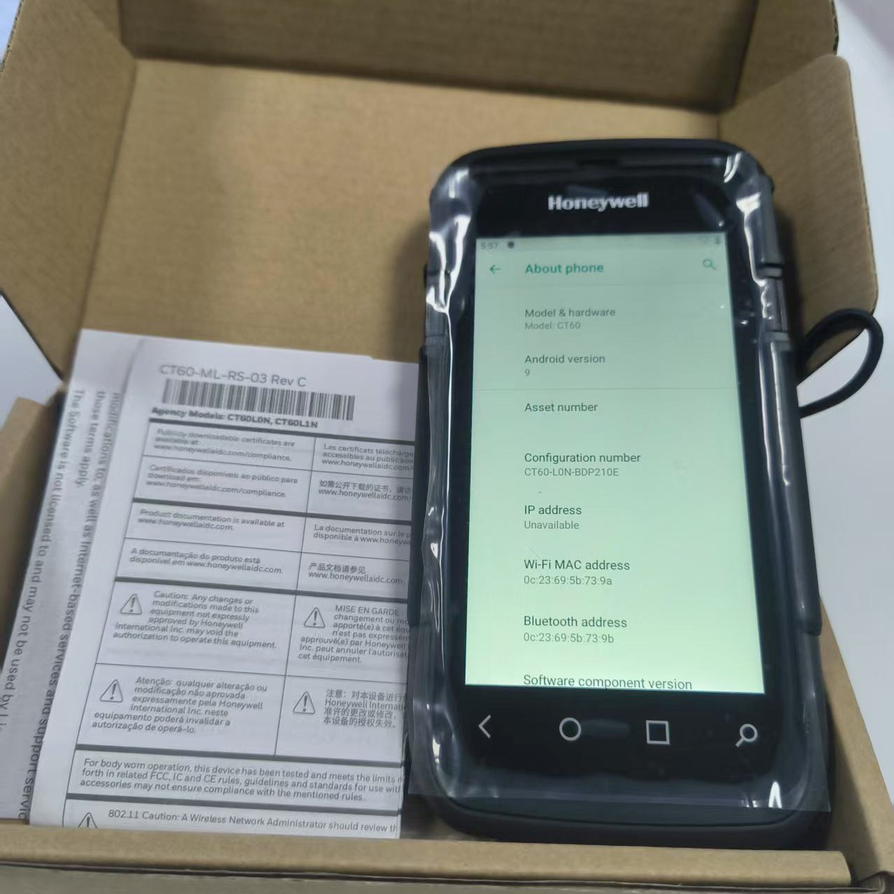 Honeywell Dolphin CT60-L0N-BDP210E ANdroid GMS Mobile Computer Barcode Scanner