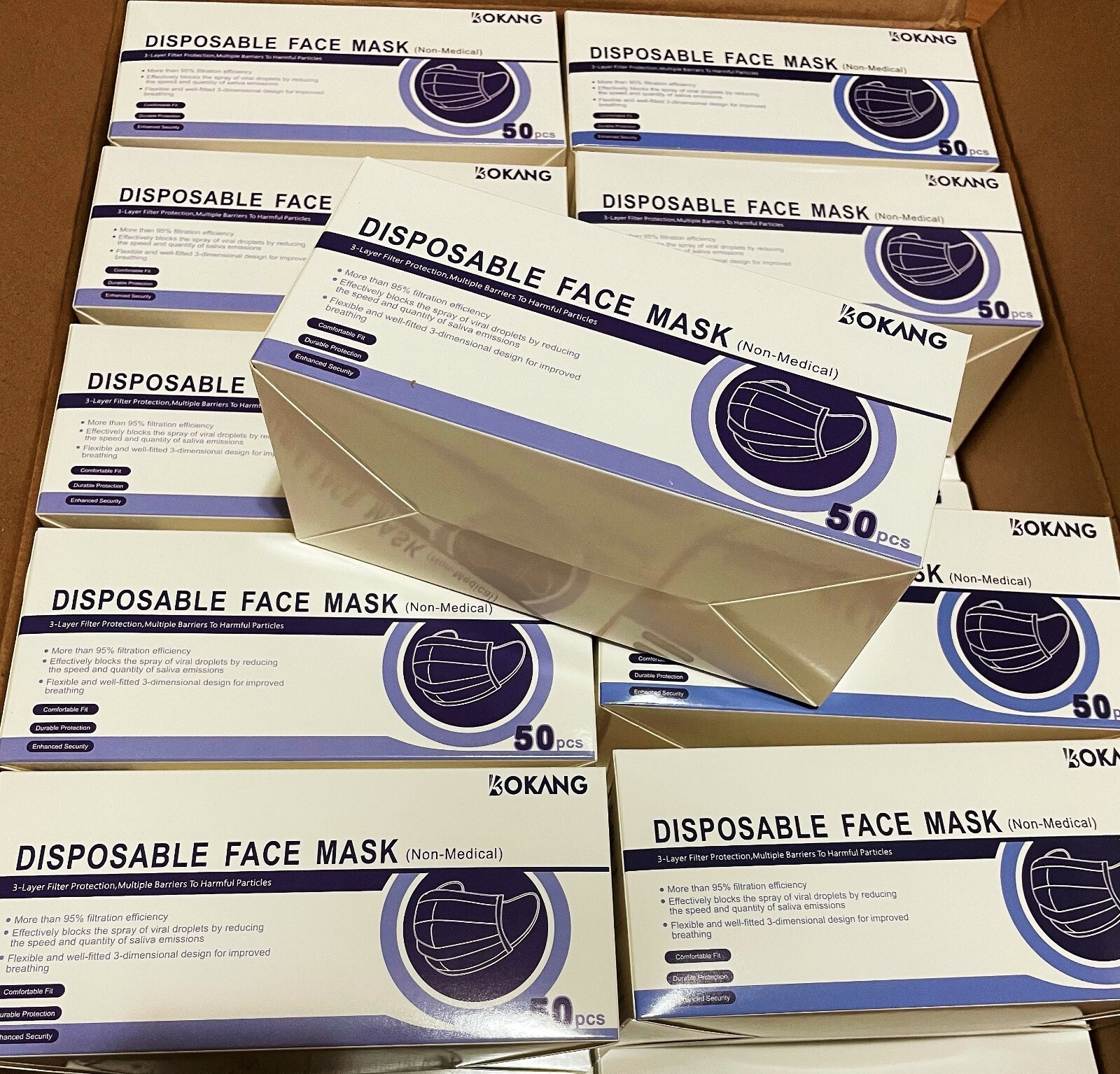100 Pcs [Black] Disposable Face Masks 3-Ply Non-Medical Surgical Earloop Cover