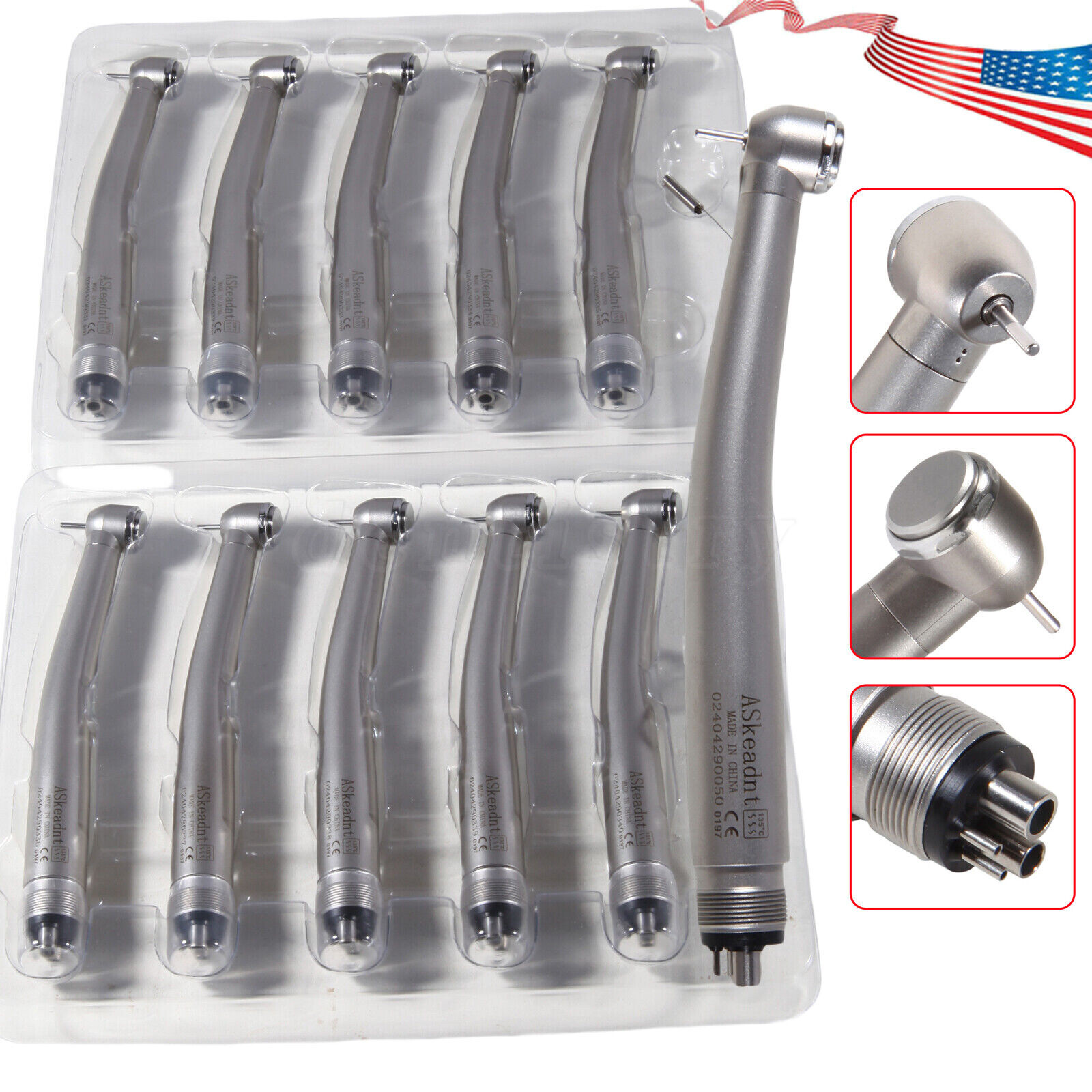 10* ADA4 Dental High Speed Handpiece Push Turbine 4 Holes Fit NSK Pana Max