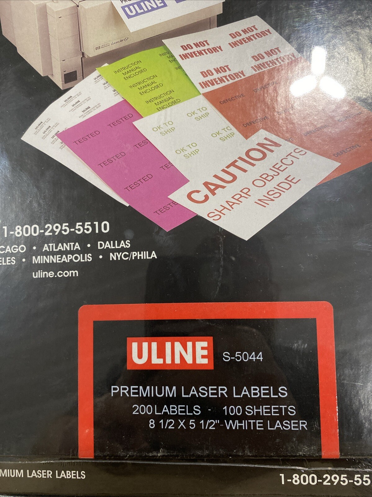 Uline 200 Premium Laser Labels S-5044 8 1/2 x «5 1/2 White NEW & SEALED