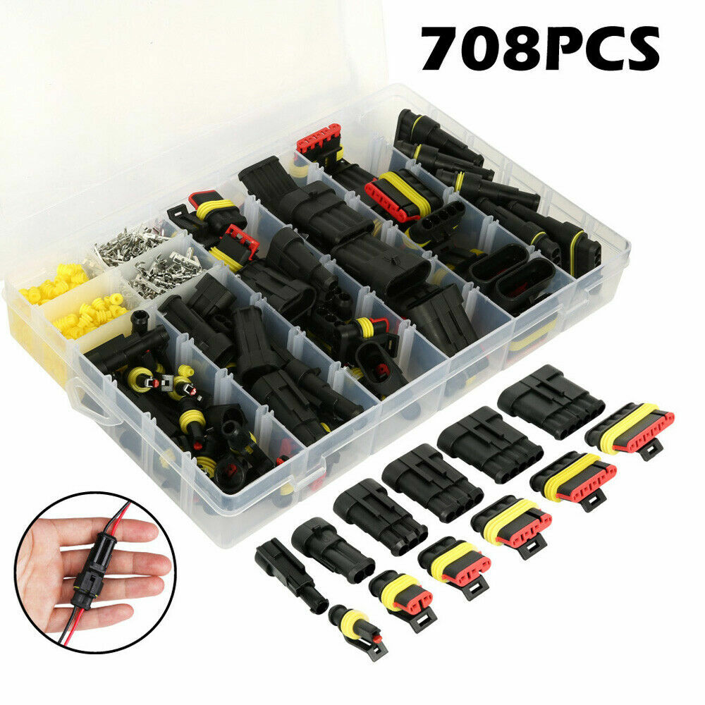 708Pcs Car Automotive Waterproof Electrical Wire Connector Plug 1-6 Pin Kit Set