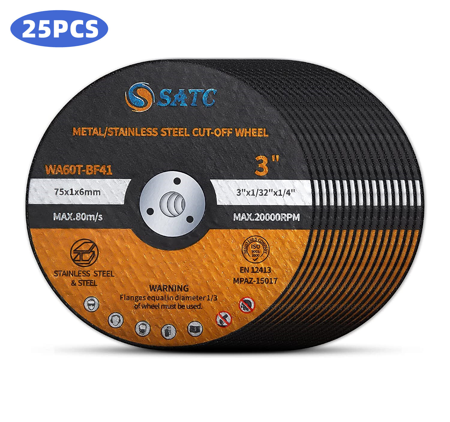 25PCS 3in Cut Off Wheels 3″x1/32″x3/8″ Ultra Thin Die Grinder Metal Cutting Disc