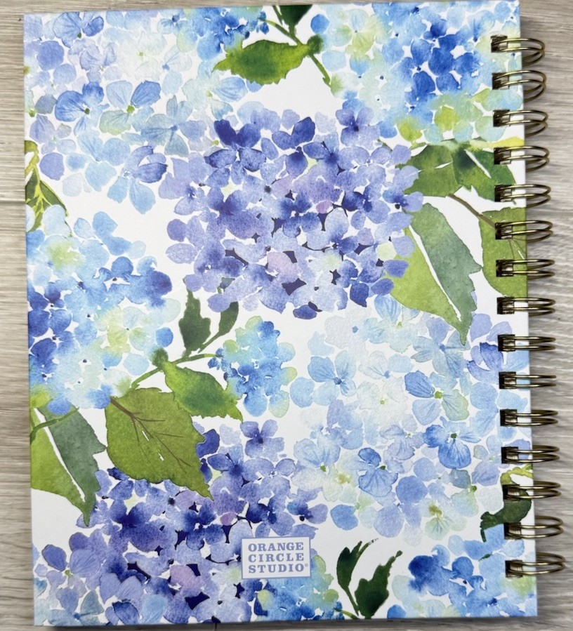 2026 Planner 12 Month MEDIUM Orange Circle Hard Cover Spiral BLUE PURPLE Flowers