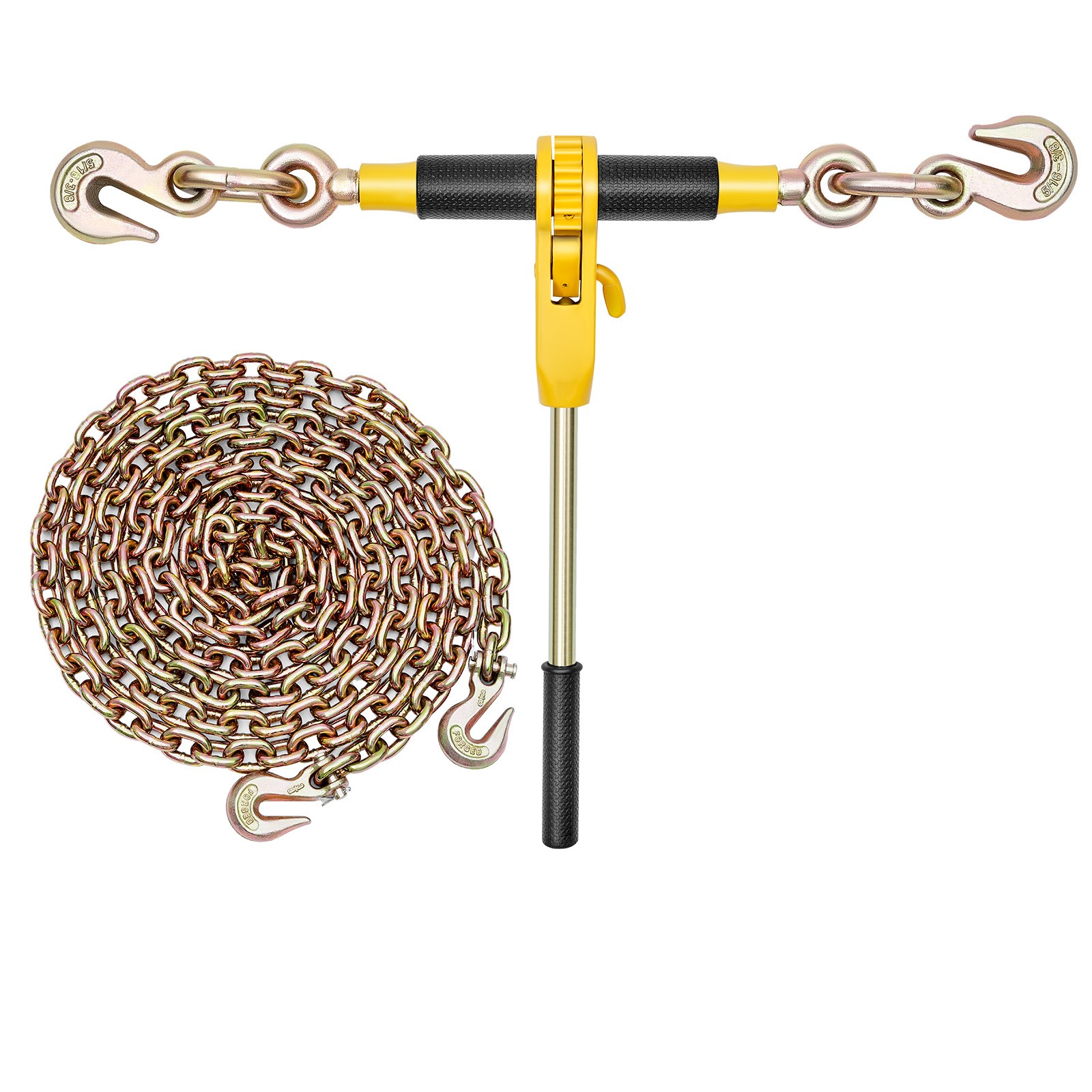 Uimoso 2 Pack 5/16″-3/8″ Ratchet Binder w/G80 14 ft Chains for Secure Hauling