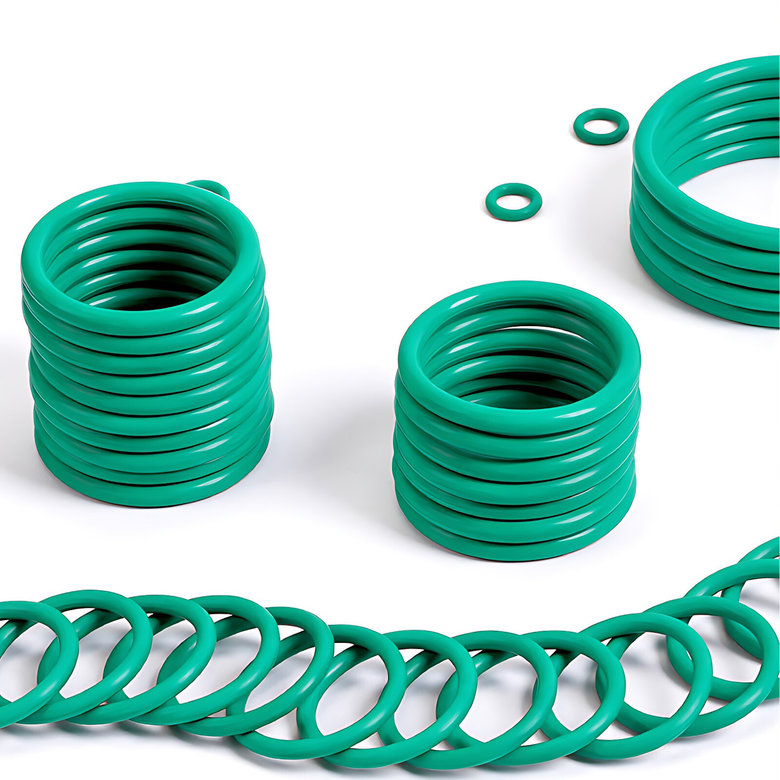 6mm Cross Section O-Rings FKM Fluorine Rubber 28mm – 450mm OD Gasket Seals Green