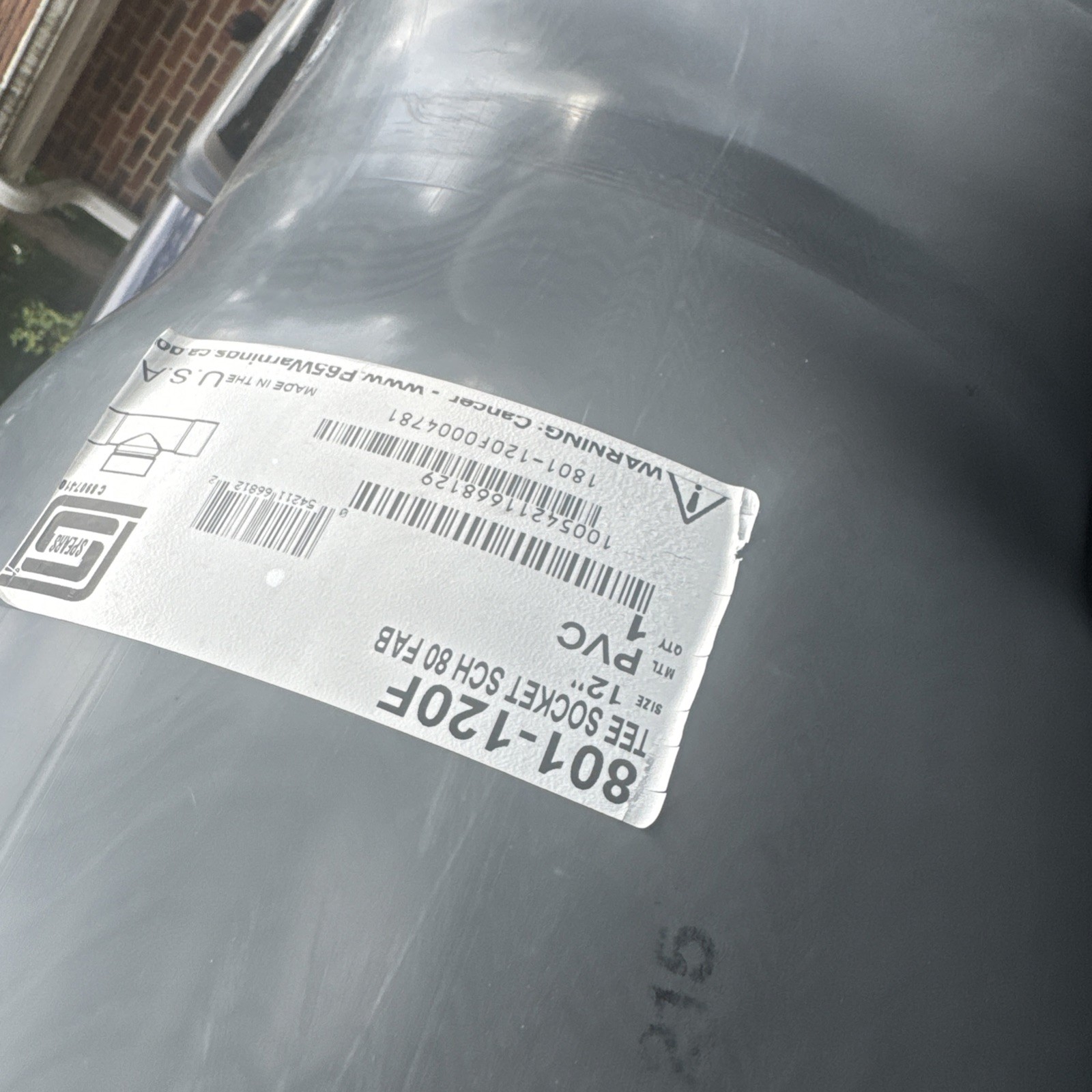 Spears 12” schedule 80 PVC socket weld Tee