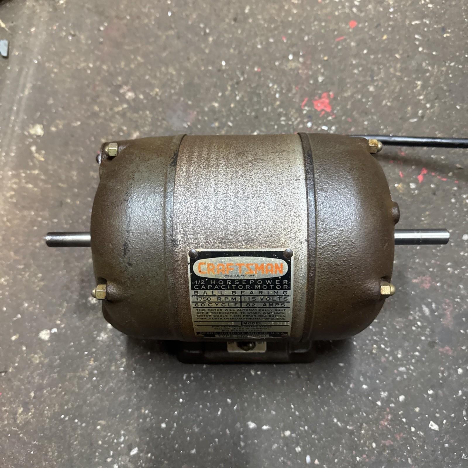 CRAFTSMAN 1/2 Hp Electric Motor 1750 RPM 115V 8.2 AMP Model 115.6962 Read Ad