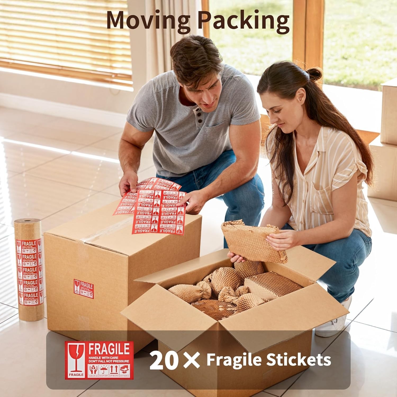 Honeycomb Packing Paper Bubble Wrap Roll 15x213ft Eco-Friendly Moving Supplies
