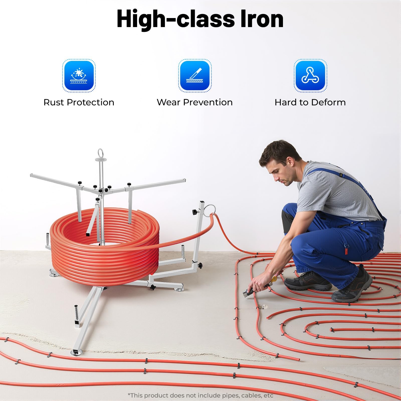 Heavy Duty Adjustable Pipe Reel Dispenser for PEX PERT Pipes with Bag