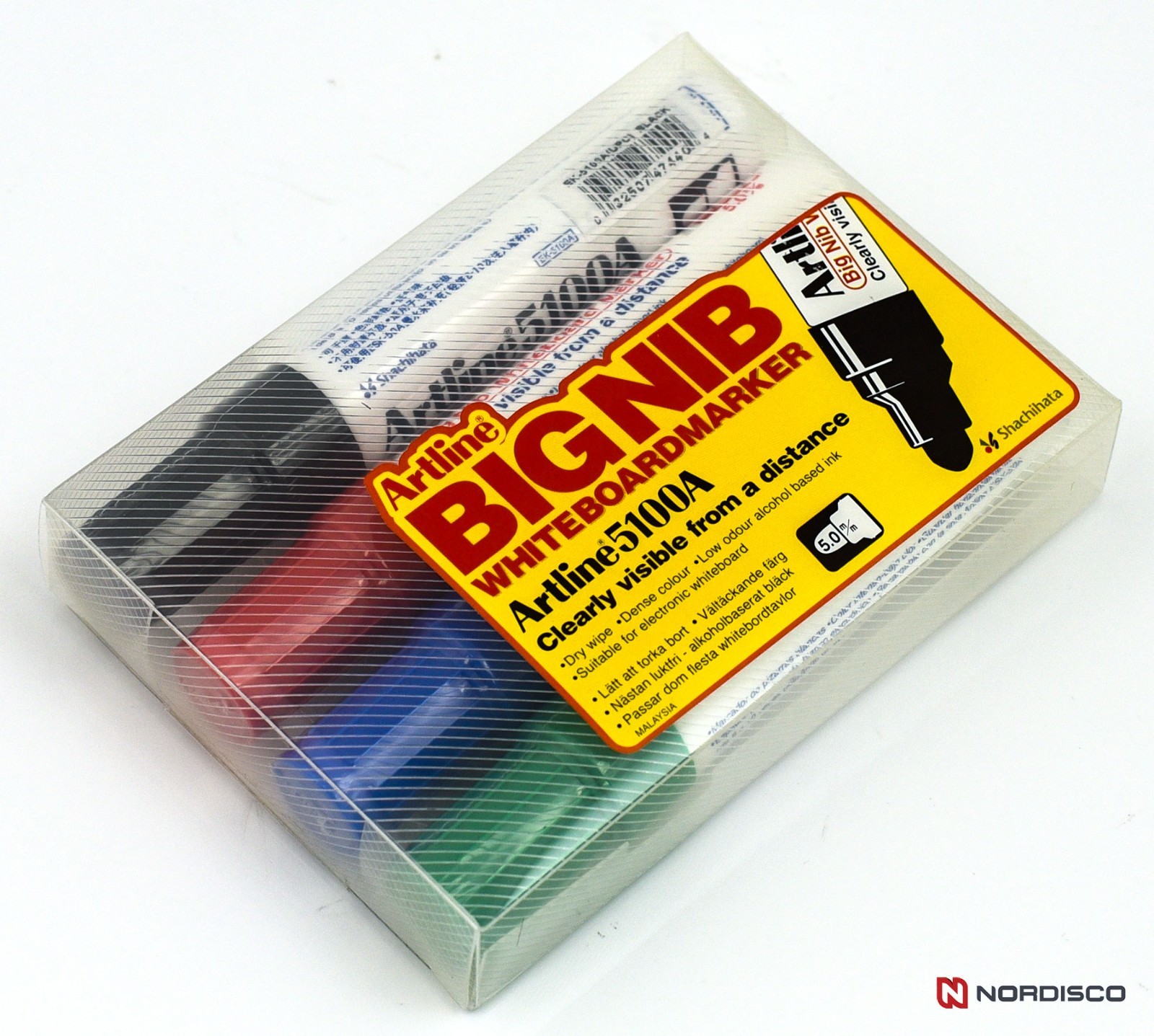Artline 47455 5100A Big Nib Whiteboard Markers, 5.0mm Bullet Tip, 4-Color Set