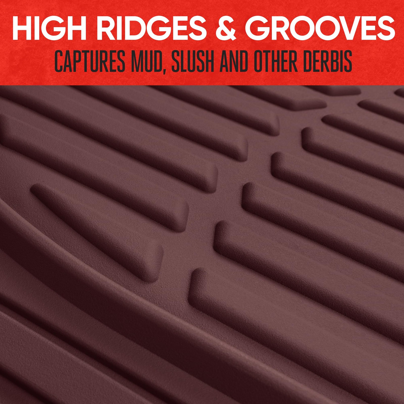 Bdk Red All Weather Heavy Duty Car Floor Mats Interior Liners For Auto Van