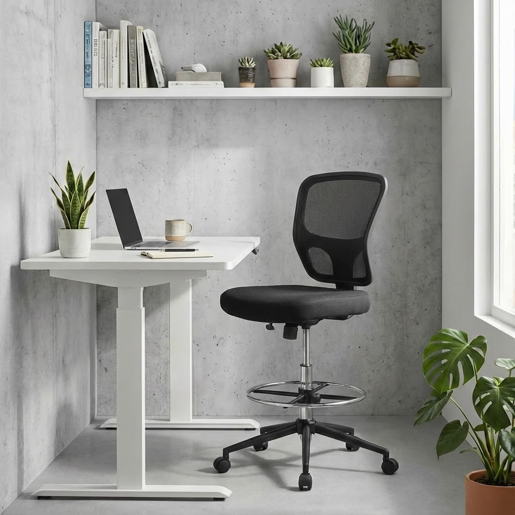 Ergonomic Tall Drafting Chair with Adjustable Height & 360-Degree Swivel