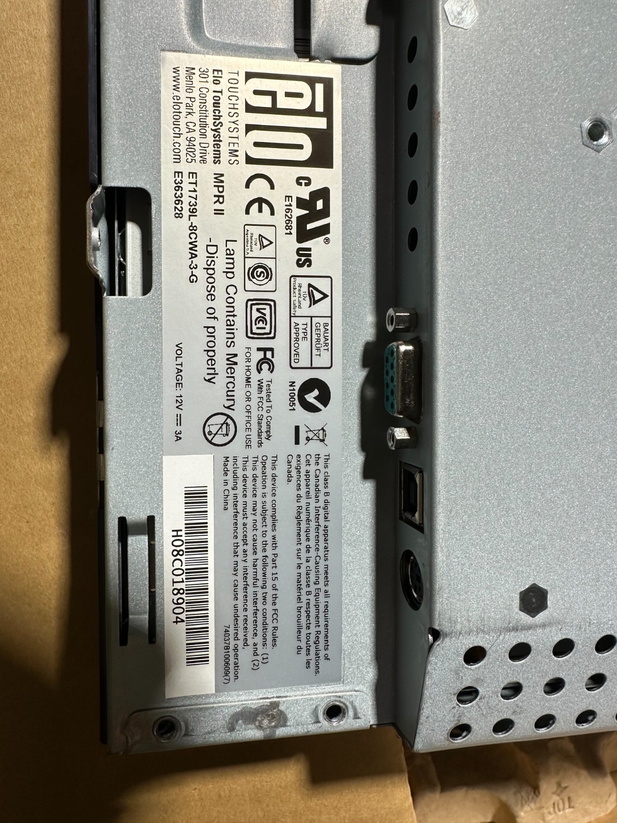 NEW ELO ET1739L-8CWA-3-G TOUCH MONITOR