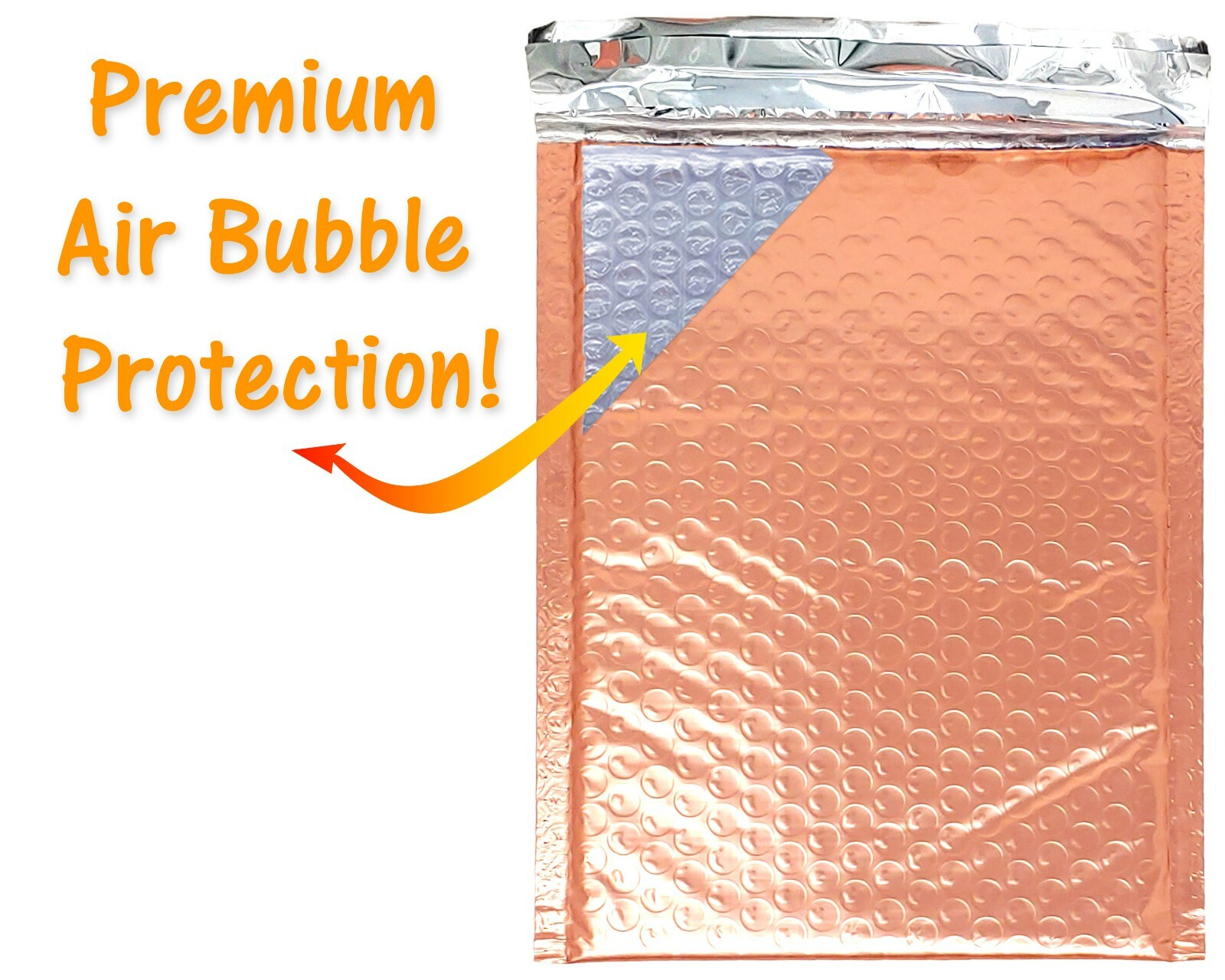 6×10, 4×8 Sunset Peach Glamour Metallic BUBBLE MAILERS Rose Gold Padded Envelope