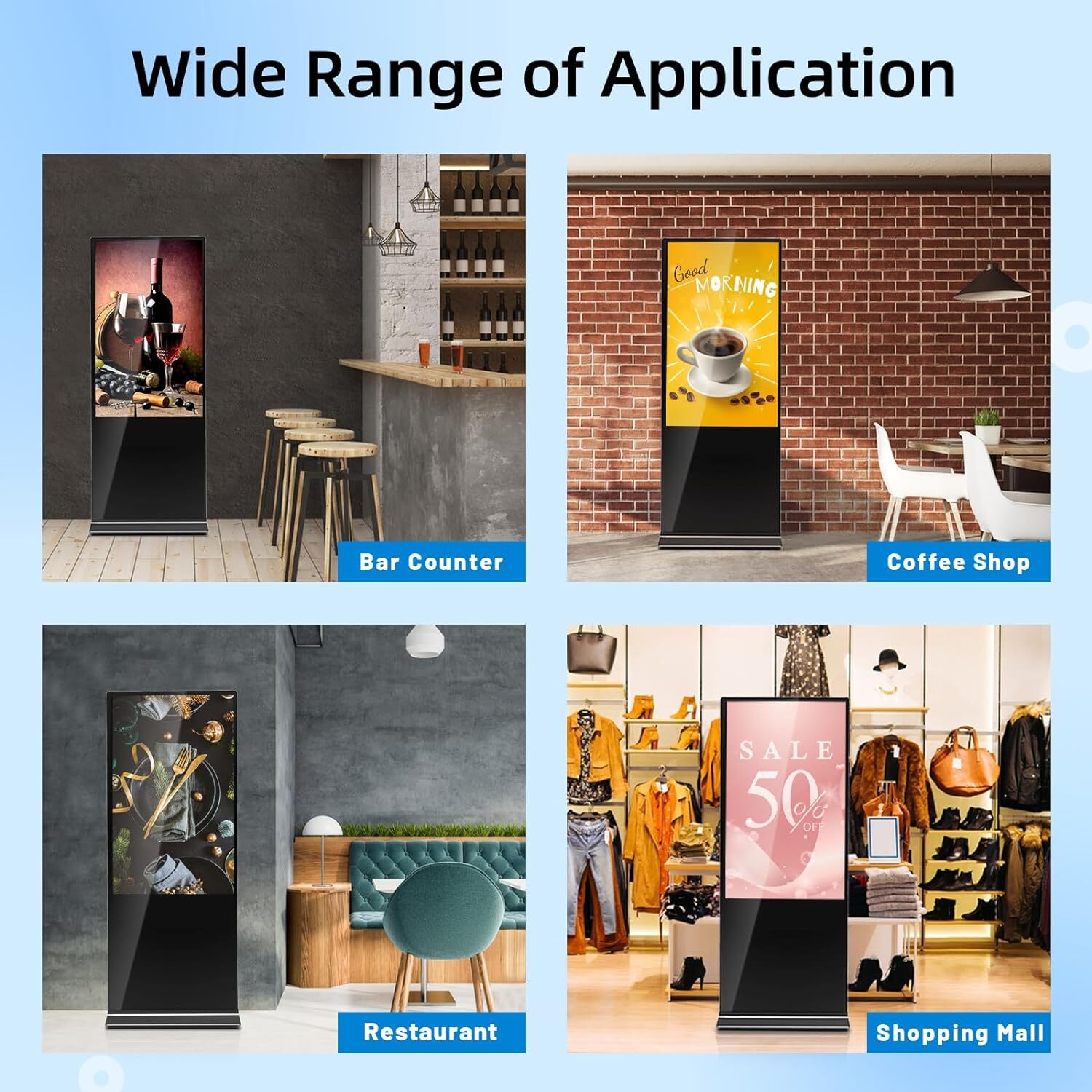 Indoor Floor Standing Digital Signage 1080P LCD Screen Advertising Display Kiosk