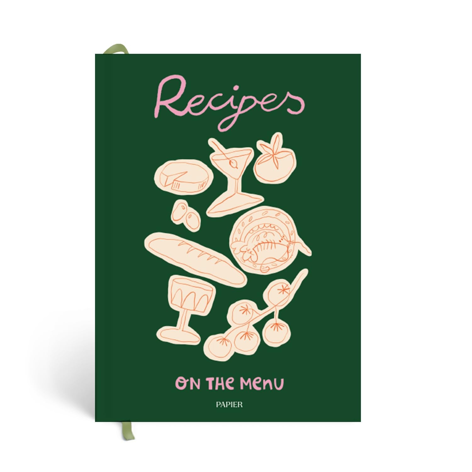 Papier Al Fresco Recipe Journal – Hardback | A5 – 8.46″L x 6.02″W, Green