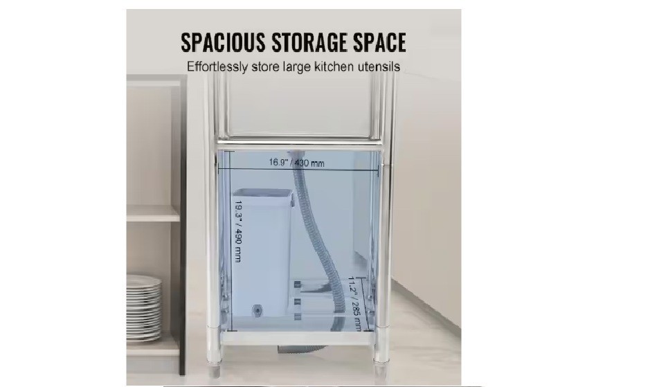 Stainless Steel Utility Sink, 1-Compartment Free Standing Small Sink, 16 in. x 1