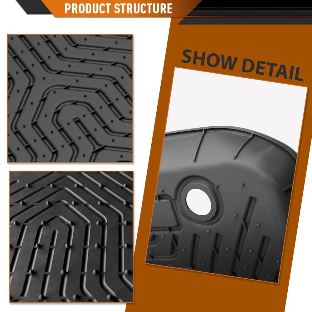 TPE Floor Mats 3PCS for Volkswagen Tiguan 2018-2023 All-Weather Black