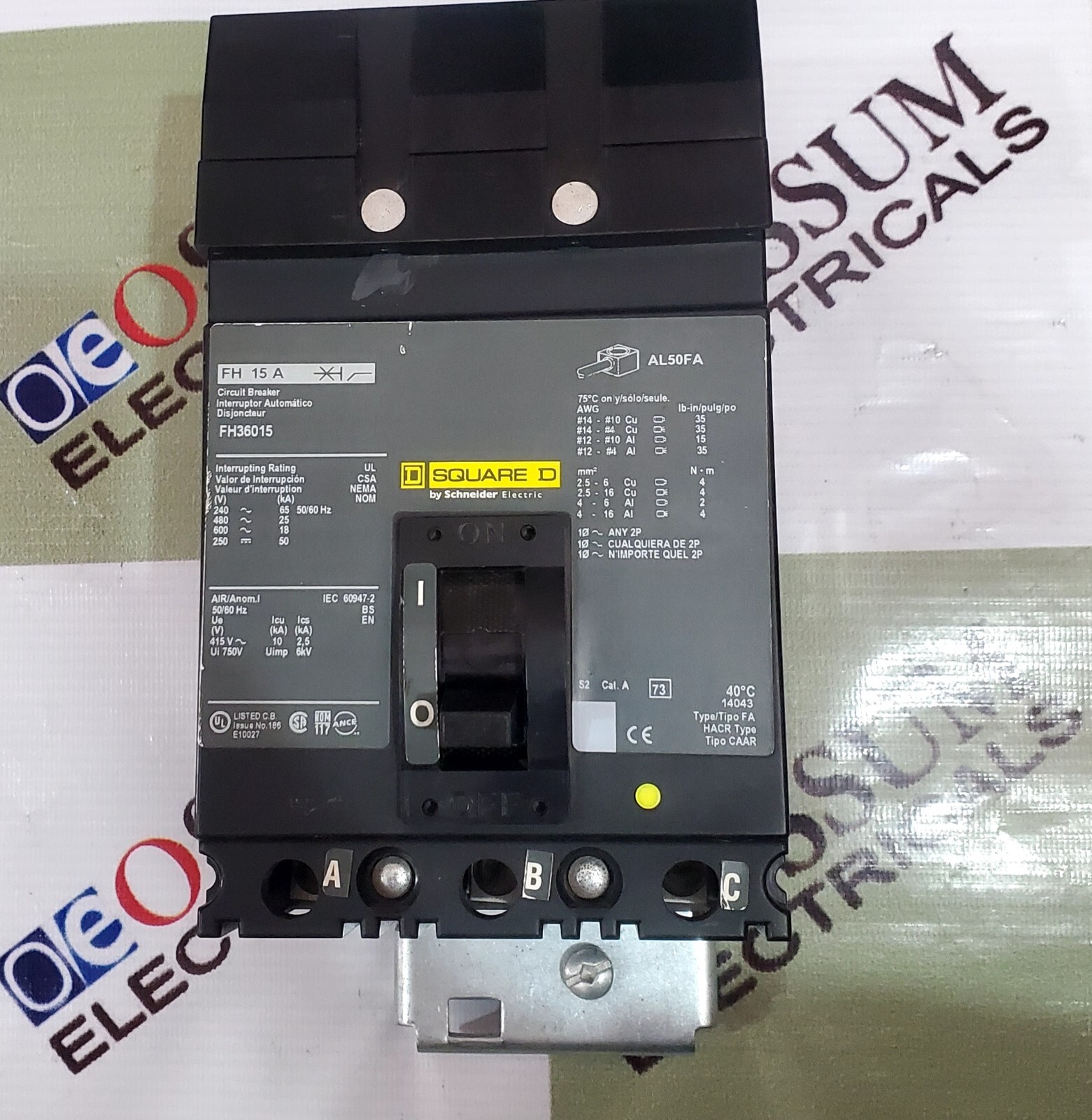 SQUARE D FH36015 CIRCUIT BREAKER 15A 440VAC 25KA FREE FAST SHIPPING