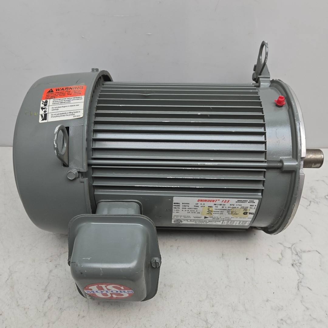 Us Motors B099A UniMount 3Hp Motor 3Ph 1750 Rpm 208-230/460V 9.3-9.0/4.5A 182Tc