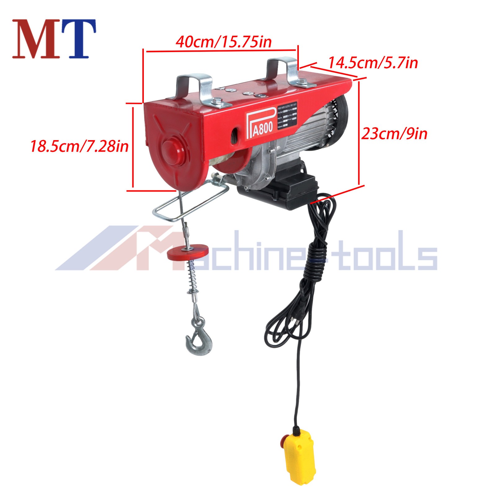 PA800 Electric Hoist 1760lbs Crane Winch w/ Wired Remote Control 1350W 110V