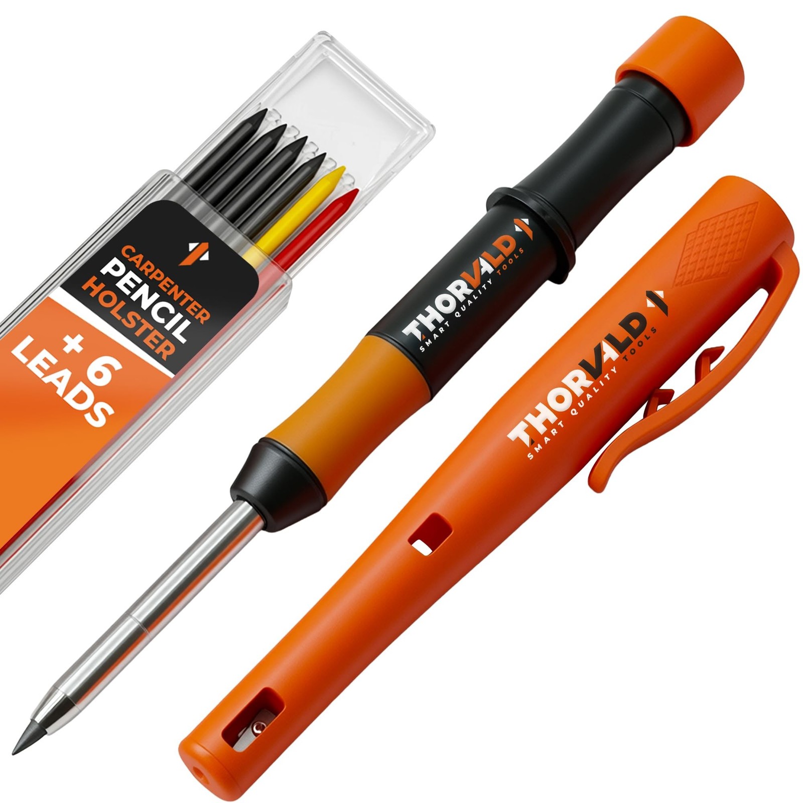 THORVALD New Carpenter Pencils with Holster for Construction – Incl. 7 Leads …
