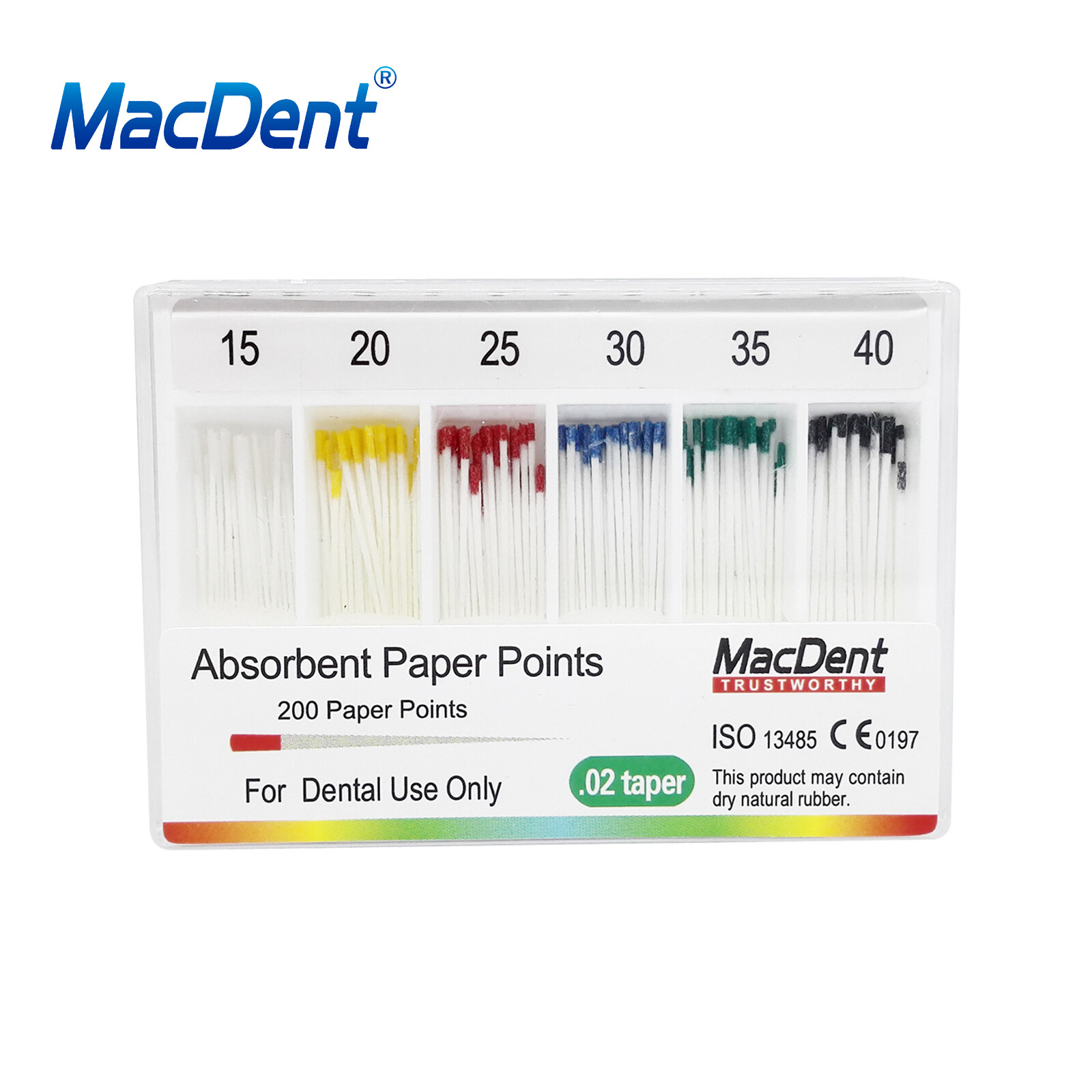 MacDent Dental Endodontic Gutta Perch & Absorbent Paper Points Taper .02/04/06