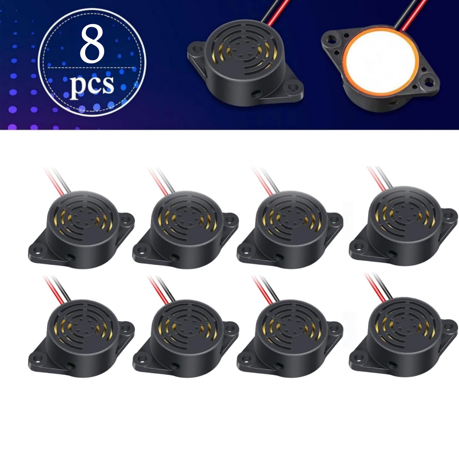 8 Pcs DC 3-24V 95dB Electronic Buzzer Active Piezo Alarm Sounder Continuous Tone