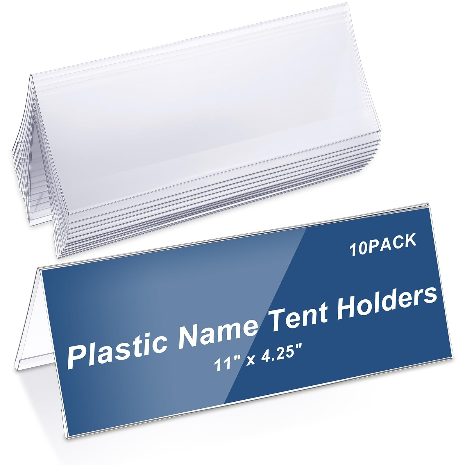 Vicenpal 10 Pieces Clear Plastic Name Tent Holders 11″ x 4.25″ Acrylic Name P…
