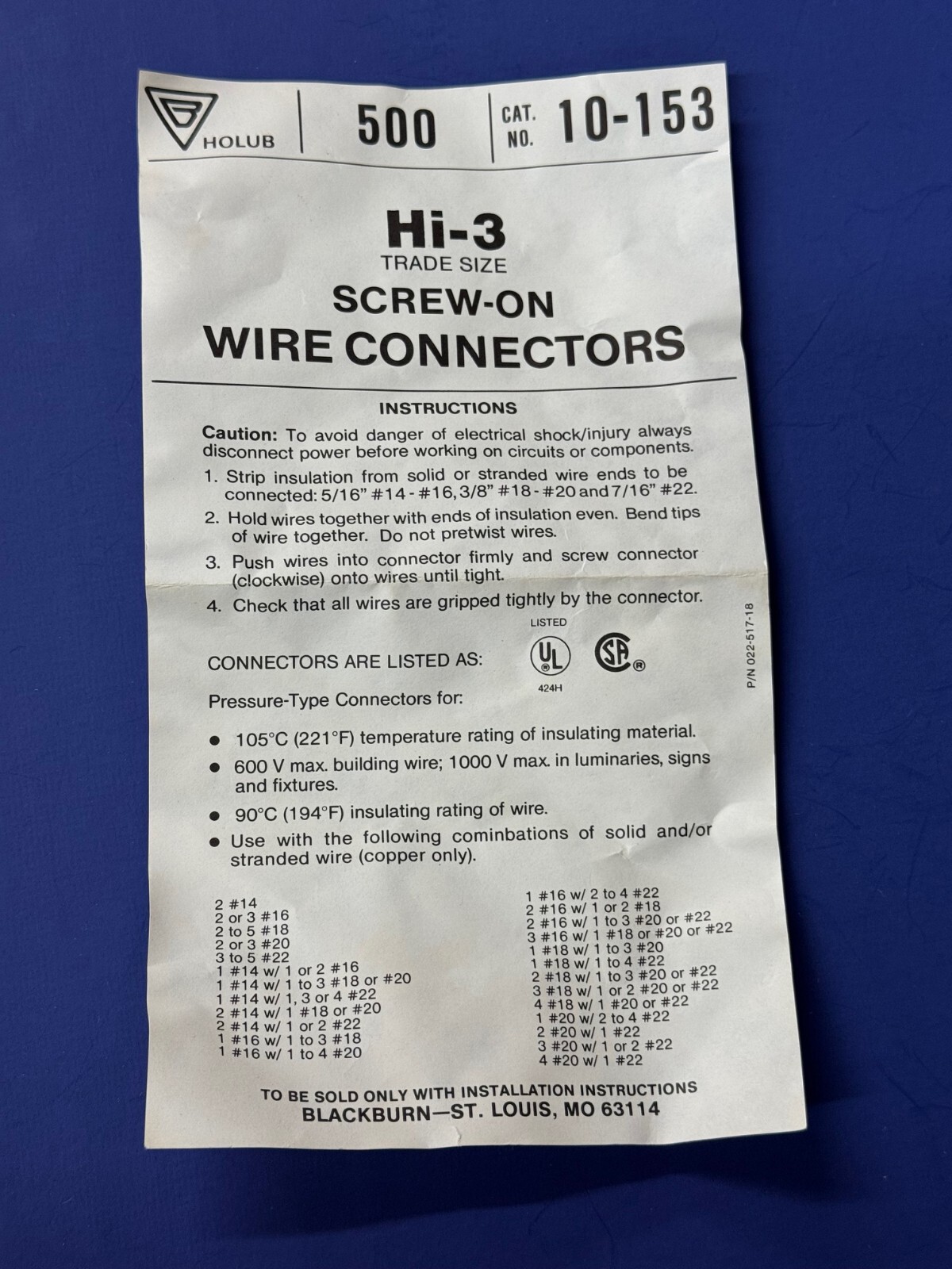 100-PK Screw-On Twist Wire Connectors Nuts 22-14 AWG Gauge Electrical NEW 10-153