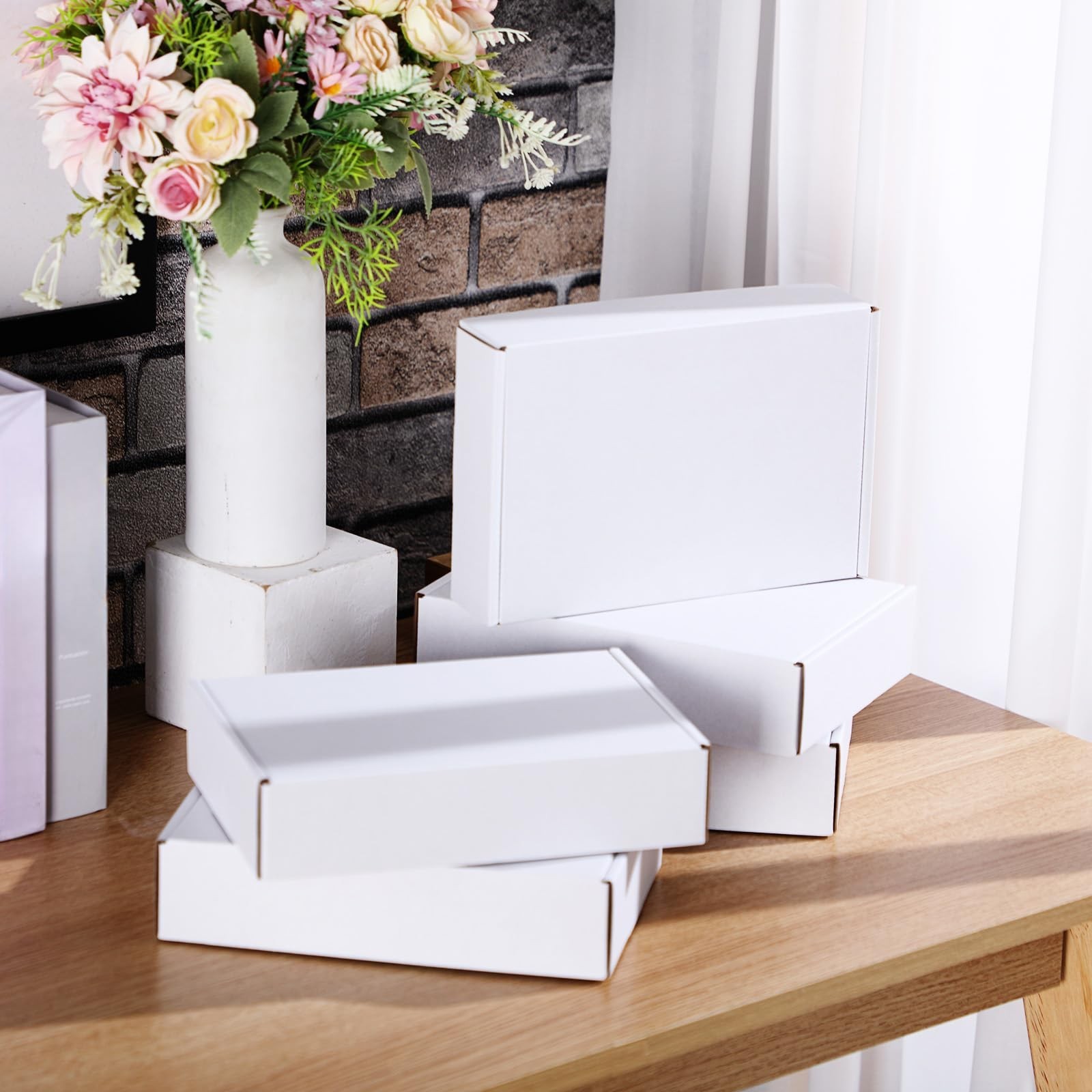 Qilery 200 Pcs 7.09 x 5.12 x 1.97 Inches Boxes Corrugated Cardboard White