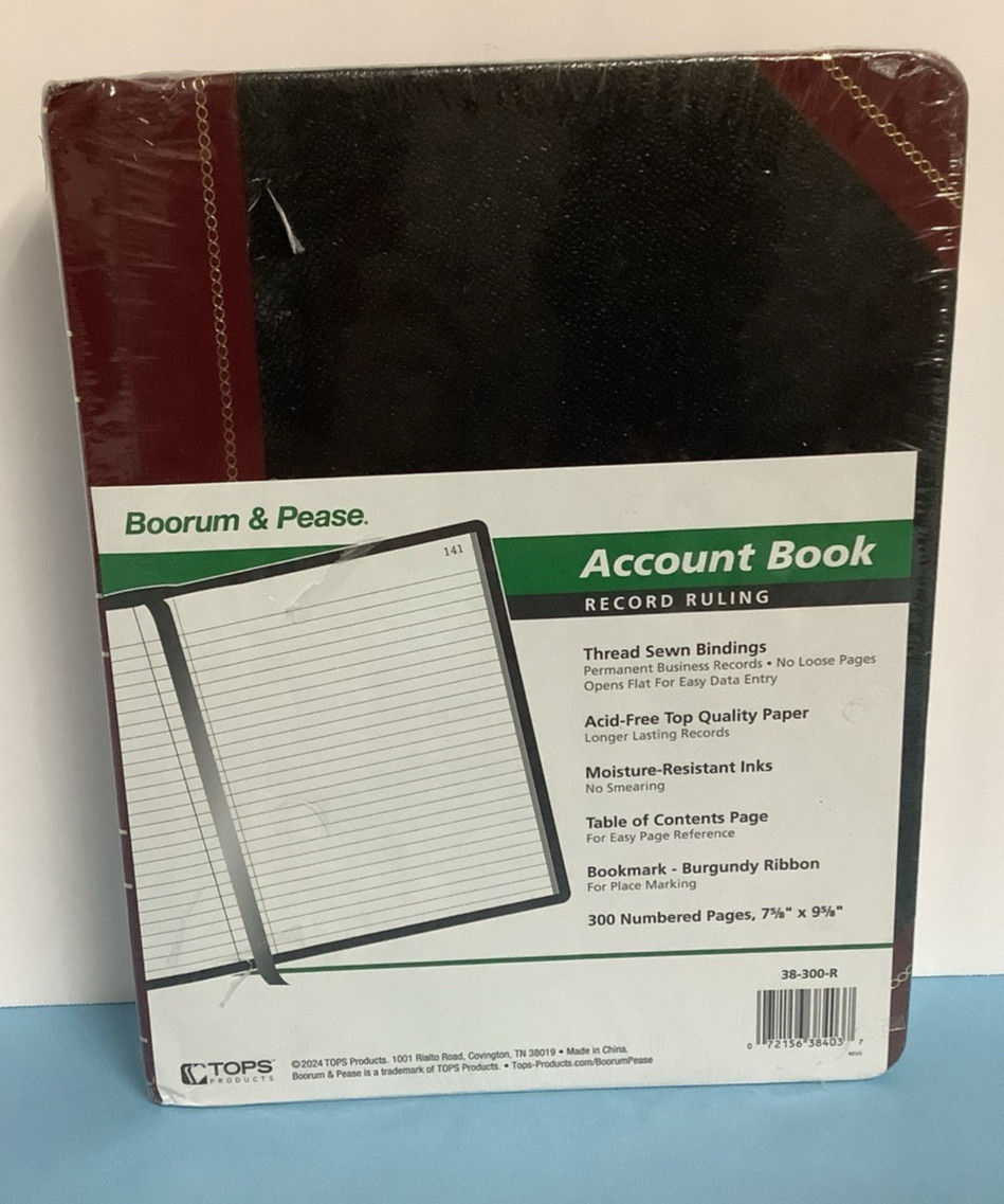 Boorum & Pease 38-300-R Record Account Book Record Rule 300 Pages 9-5/8 x 7-5/8