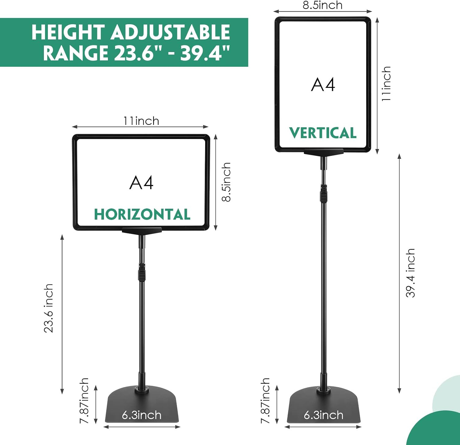 12 Pack Adjustable Floor Sign Holder 8.5×11 Poster Display Stand Black Set Kit
