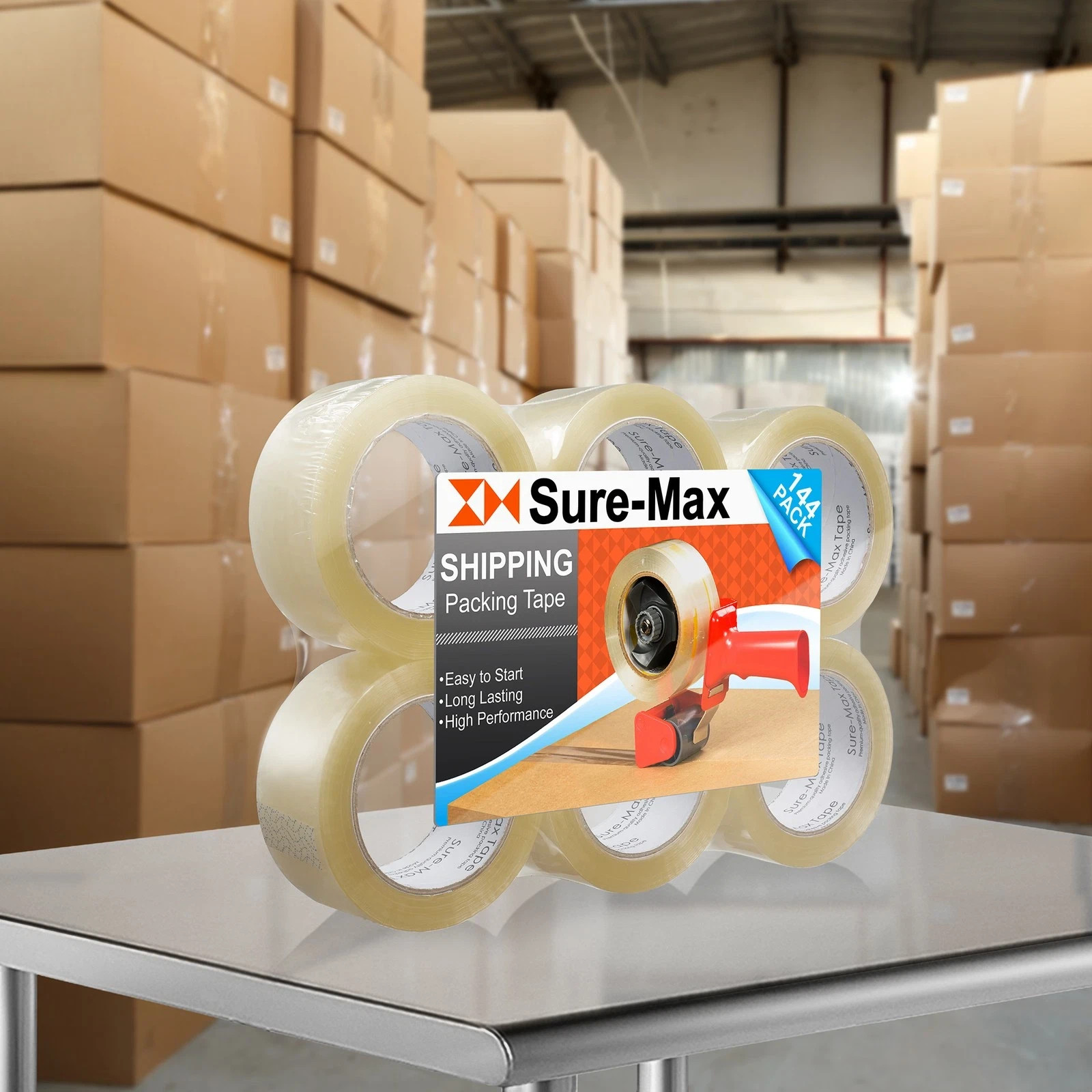 144 Rolls Clear Carton Sealing Packing Tape Shipping – 1.8 mil 2″ x 72 Yards
