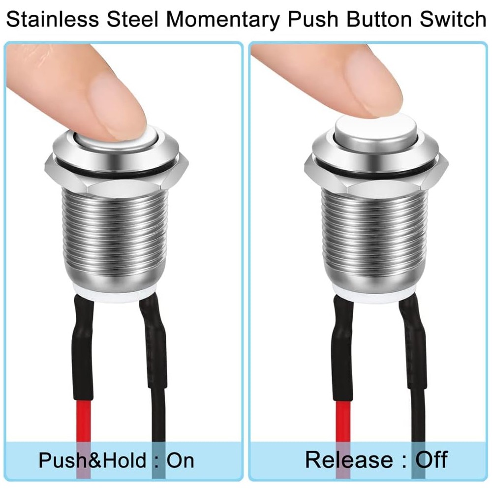 5/10Pcs 12 mm Momentary Push Button Switch Waterproof Push Button Switch Round