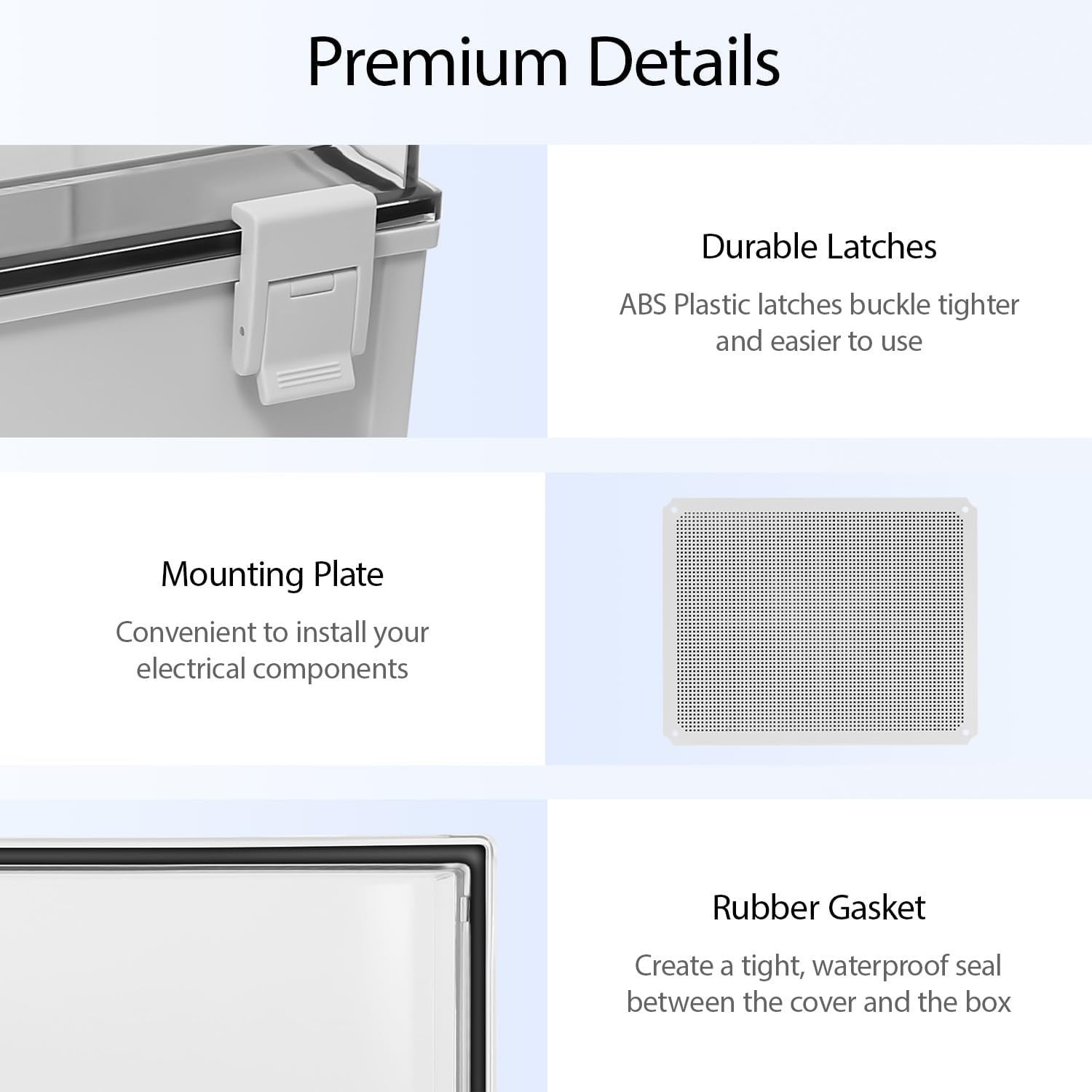 Heavy Duty ABS Electrical Junction Box, Hinged Clear Cover, Outdoor 19.7″