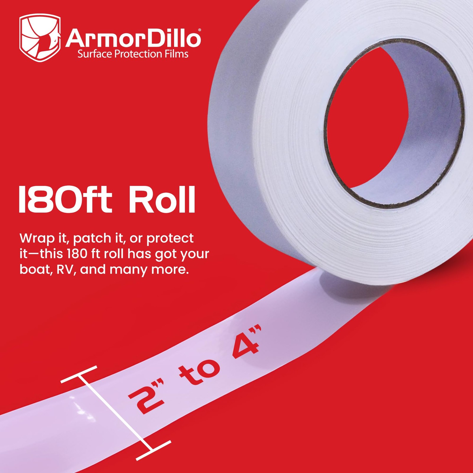 Poly Shrink Wrap Tape 1 Roll 4 Inch x 180 Feet White Waterproof Crash Wrap