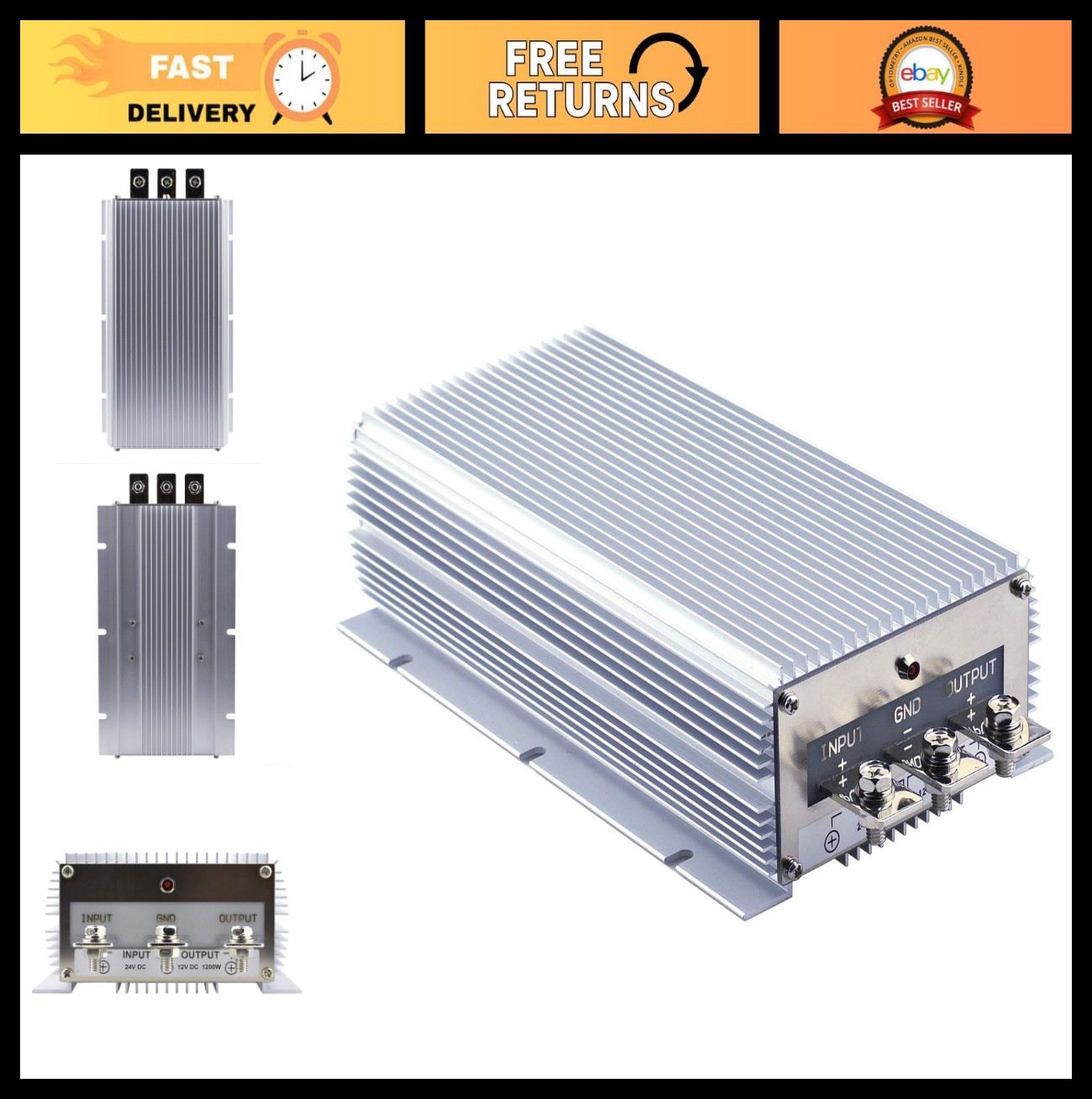 24V to 12V 100A Waterproof Buck Converter Power Supply Transformer 1200W