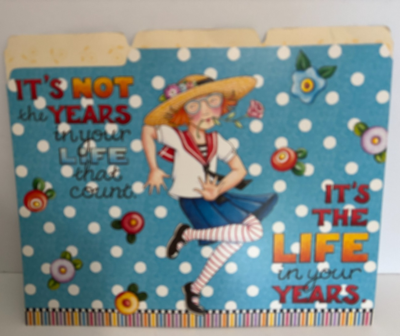 SET of 3 Vtg Mary Engelbreit PUNCH ST “ITS NOT THE YEARS” Cardboard FILE FOLDERS