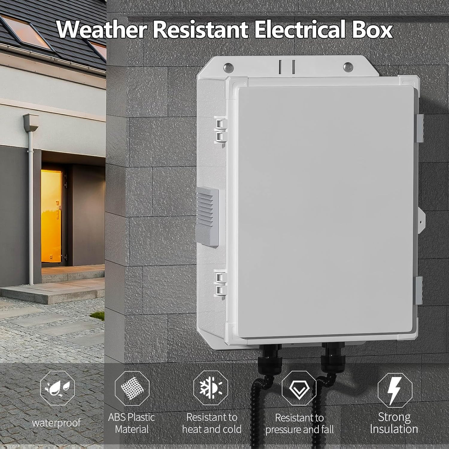 Outdoor Electrical Junction Box, ABS Water Resistant Enclosure with Internal Mou