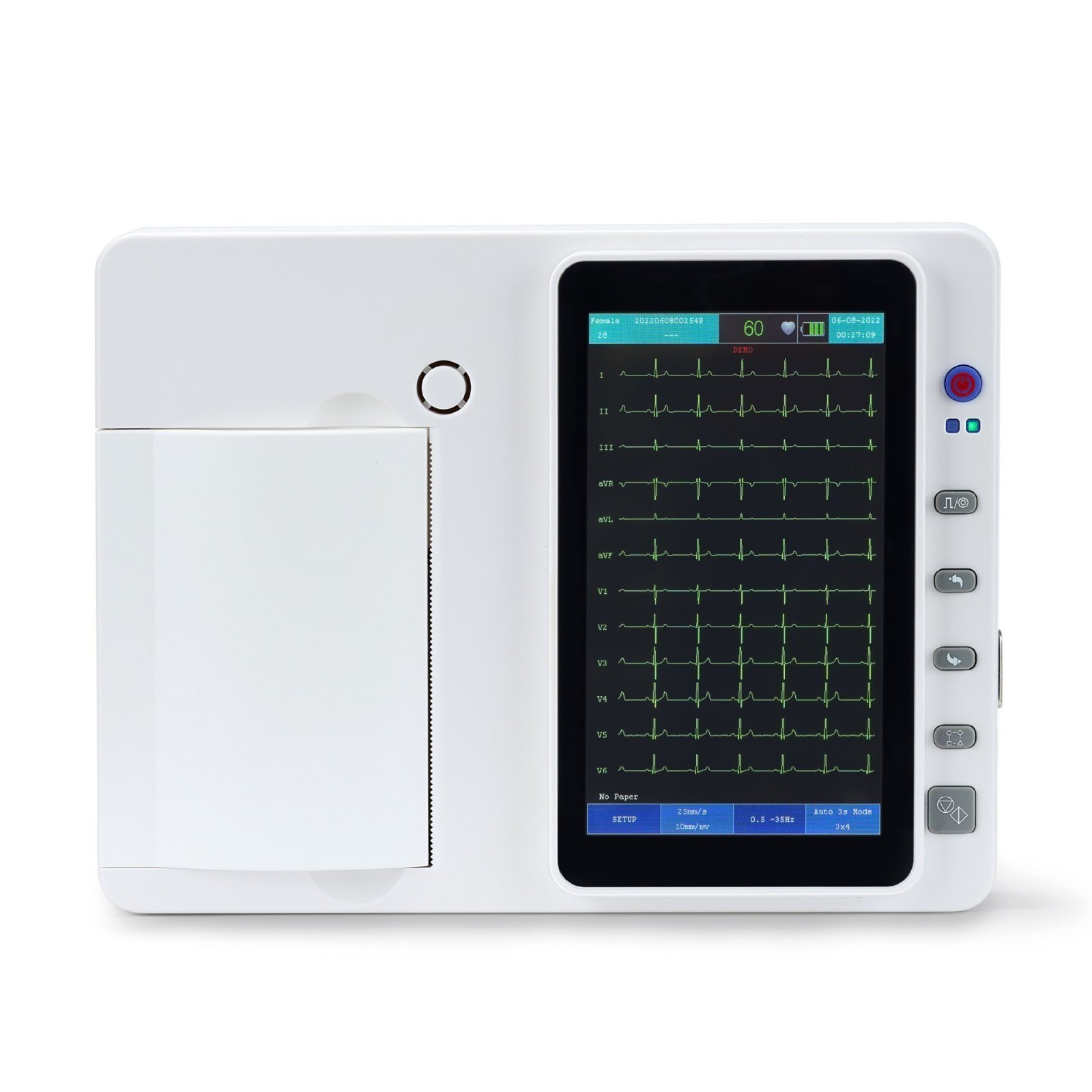 7″ Touch Screen 12-Lead 3-Channel ECG EKG Machine Portable