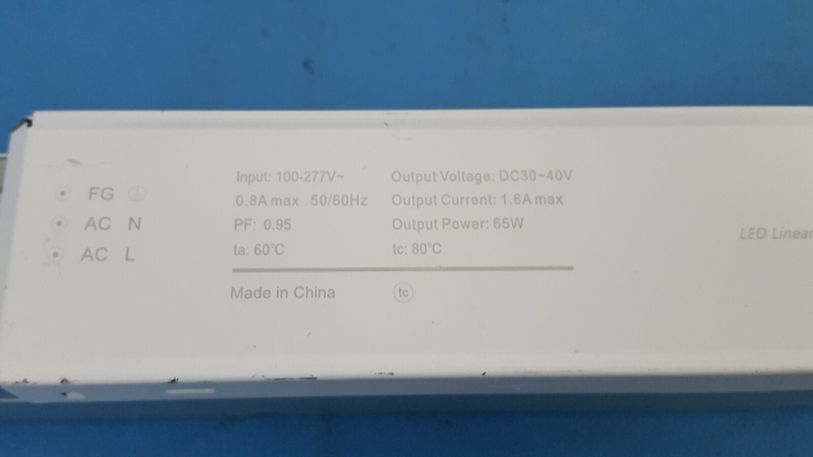 LED Driver 65W Dimmable 100-277VAC, 30-40VDC 1600mA, 1.6A, CSD1-65-10 ( ONE )