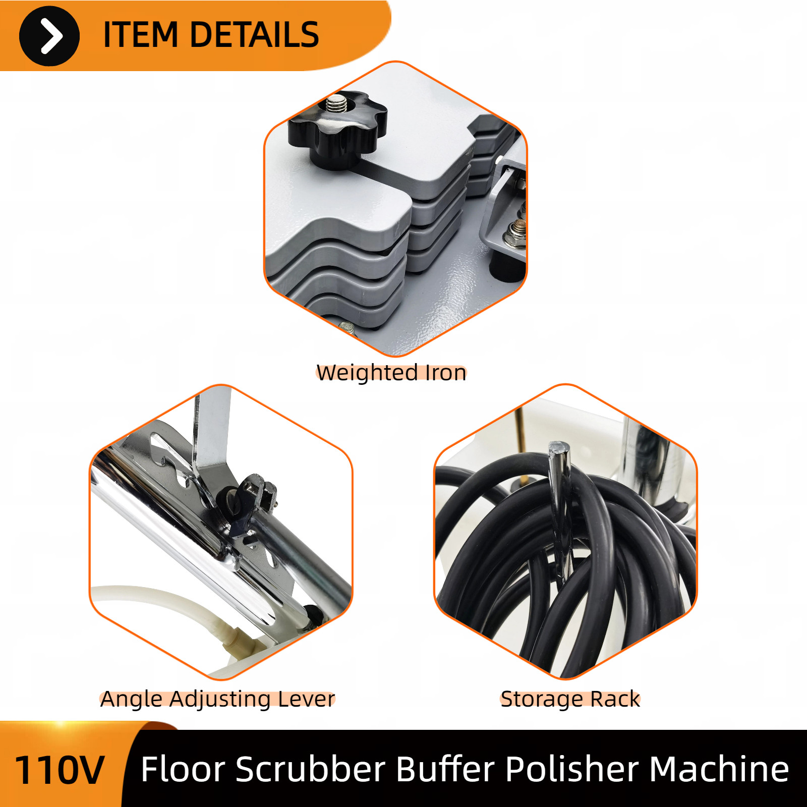110V Floor Scrubber For Hard Floor Cleaning Marble Polishing & Carpet Washing
