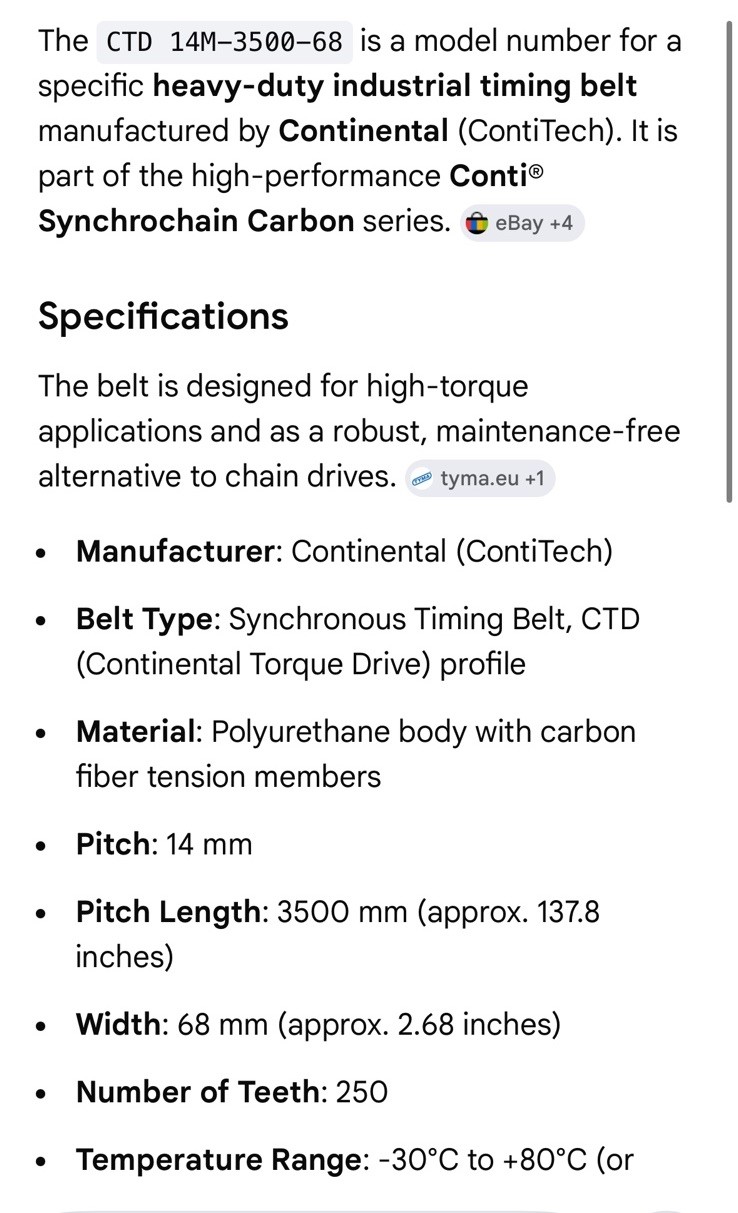 CONTINENTAL CTD14M-3500-68 Timing Drive belt SYNCHROCHAIN CARBON CONTI